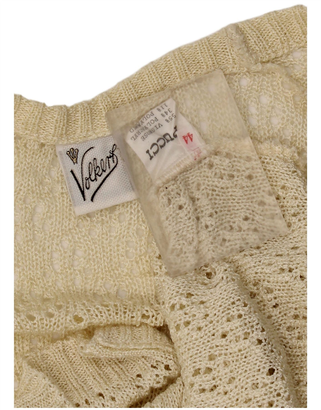 Vintage dame cardigan sweater med 3/4 ærmer IT 44 Medium Beige Viscose