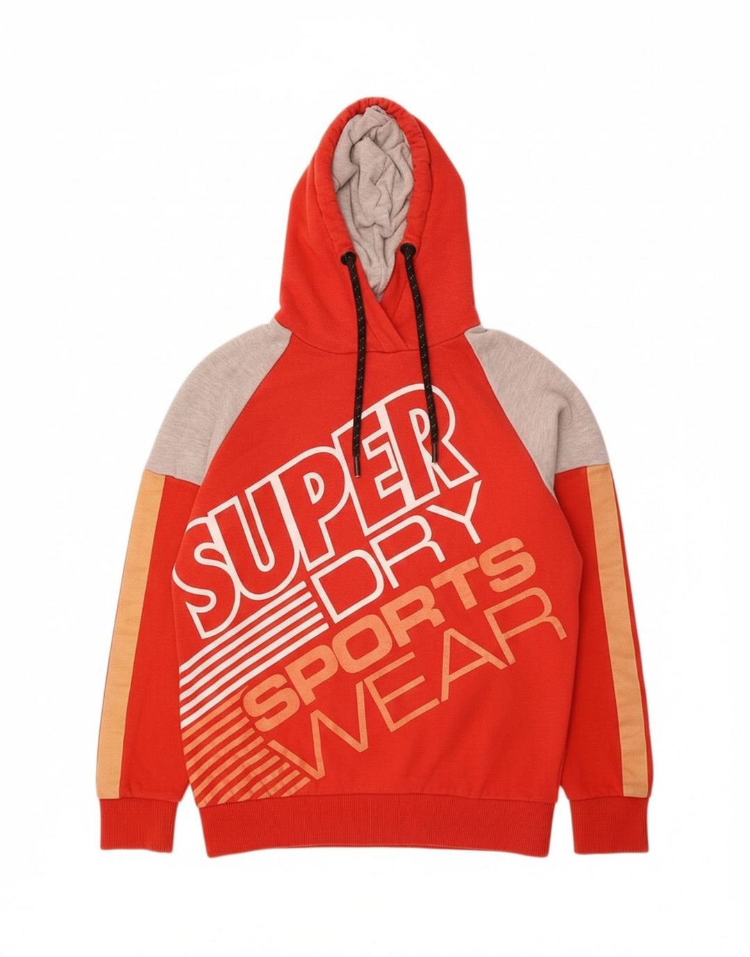 SUPERDRY Womens Oversized Hoodie Jumper UK 10 Small  Red Colourblock