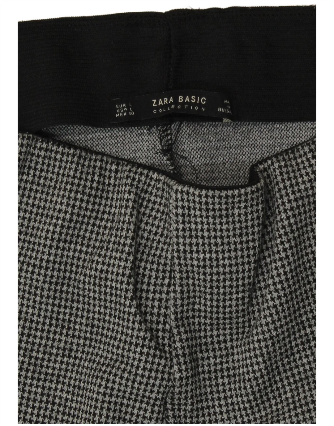 Zara Dame Slim Fit Leggings UK 14 Large Grå Houndstooth
