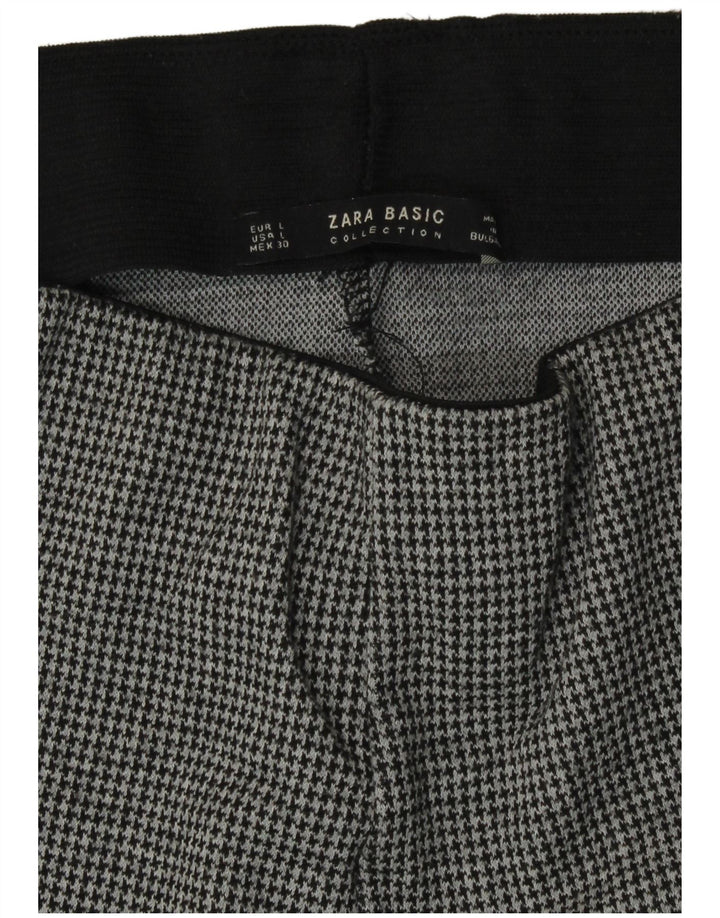 Zara Dame Slim Fit Leggings UK 14 Large Grå Houndstooth