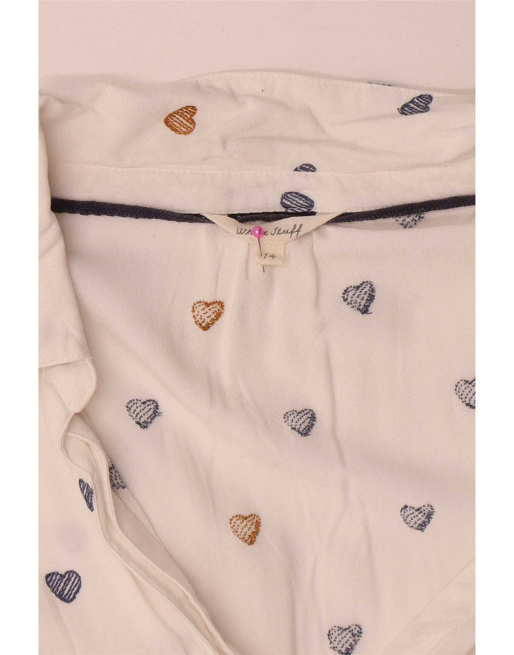 White Stuff Dame abstrakt mønster langærmet bluse Top UK 14 Large