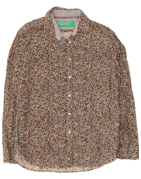 Benetton herreskjorte XL flerfarvet blomsterbomuld