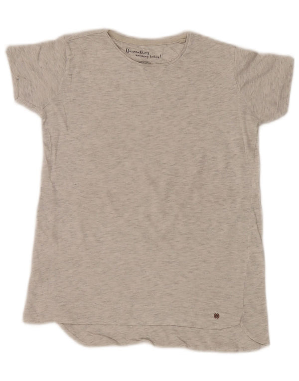 Zara Pige T-Shirt Top 7-8 år Grå Flecked Bomuld