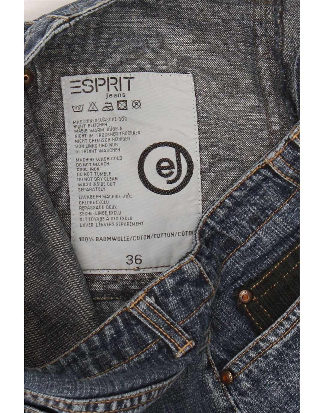 Esprit Dame Mini Denim Nederdel EU 36 Lille W26 Blå Bomuld