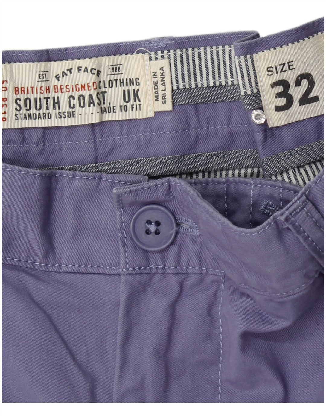FAT FACE Herre Chino Shorts W32 Medium Lilla Bomuld