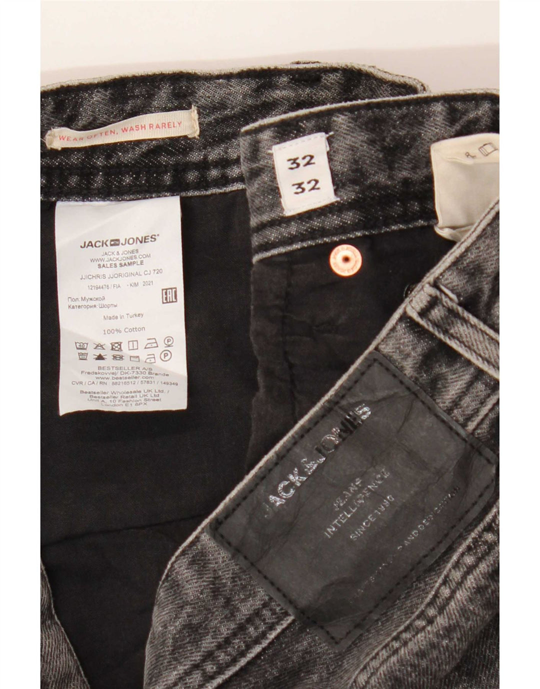 Jack & Jones Straight Jeans til mænd W32 L32 Grå bomuld