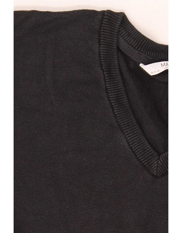 Marks & Spencer Boys V-hals sweater 15-16 år sort bomuld