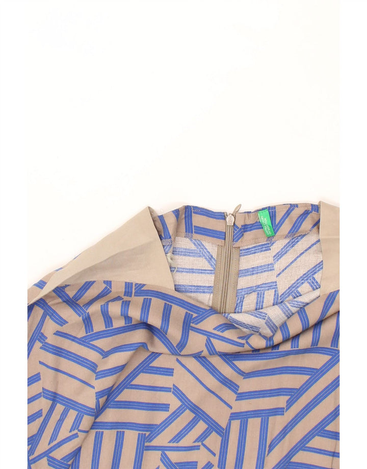 BENETTON Womens Abstract Pattern Sheath Dress UK 14 Large Blue Vintage Benetton and Second-Hand Benetton from Messina Hembry 