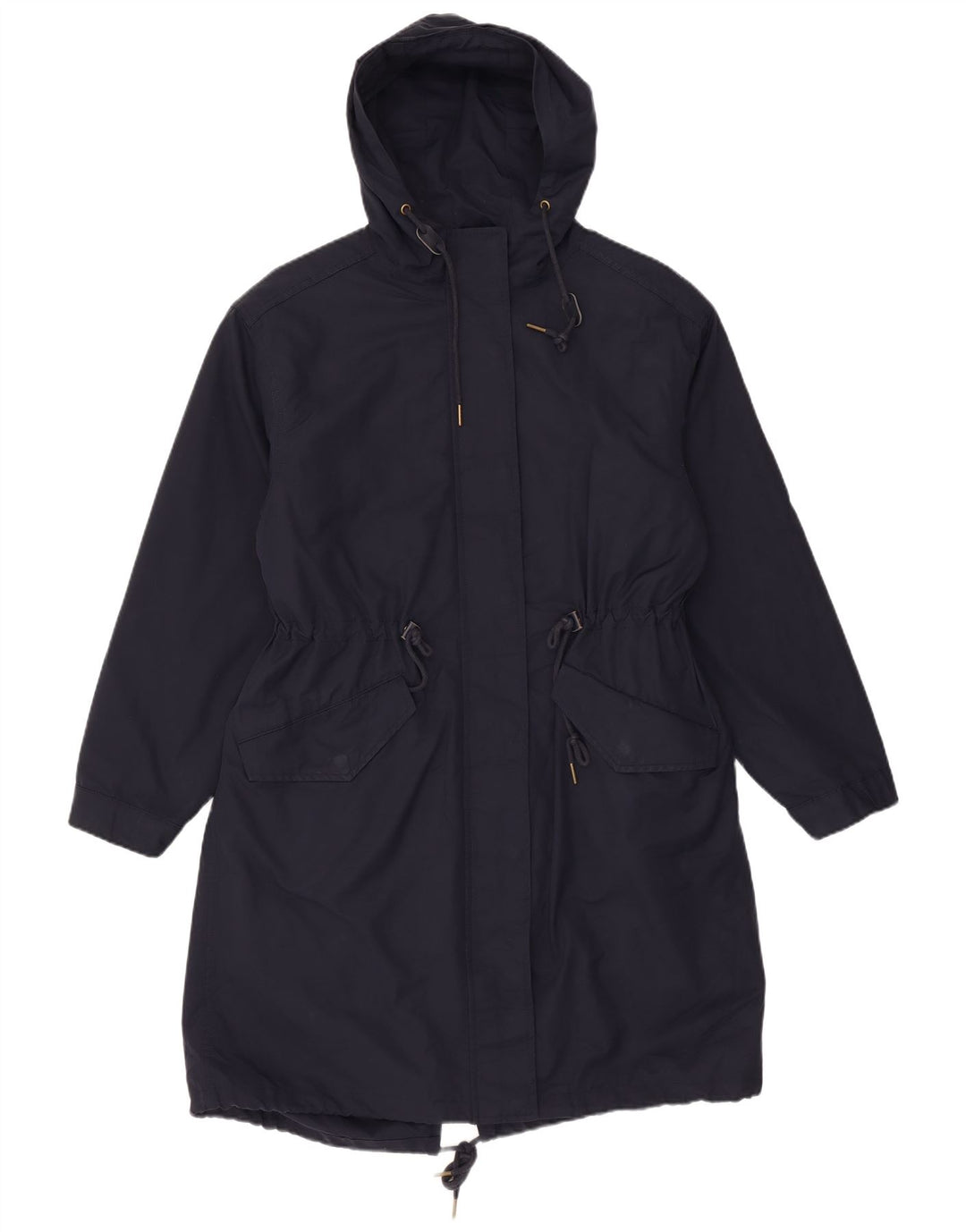 Marks & Spencer Dame hætteparkajakke UK 12 Medium Navy Blue Polyester