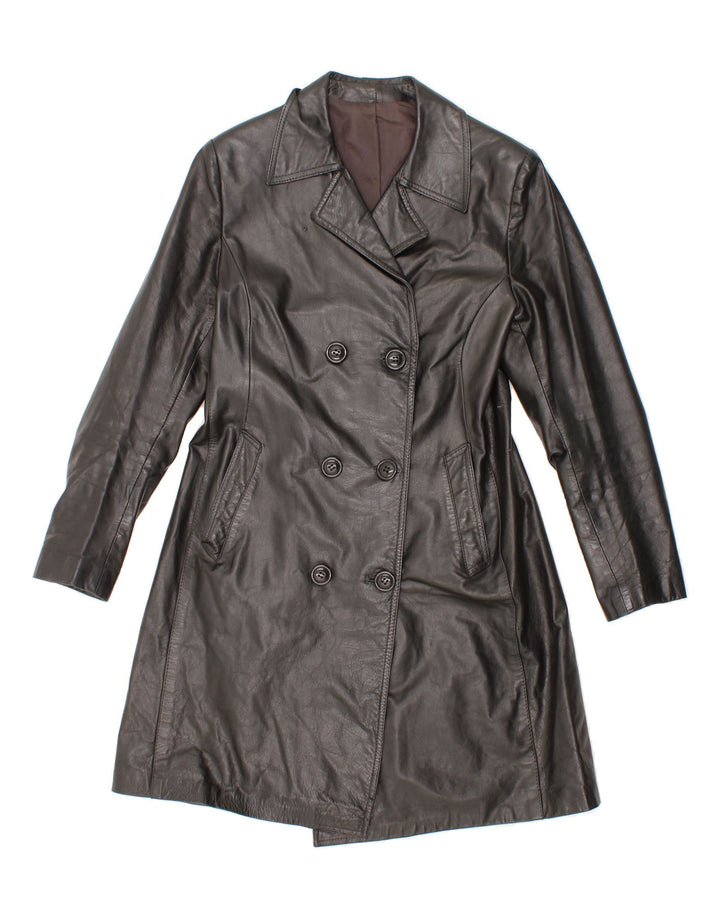 VINTAGE Womens Leather Coat UK 12 Medium Black Vintage Vintage and Second-Hand Vintage from Messina Hembry 