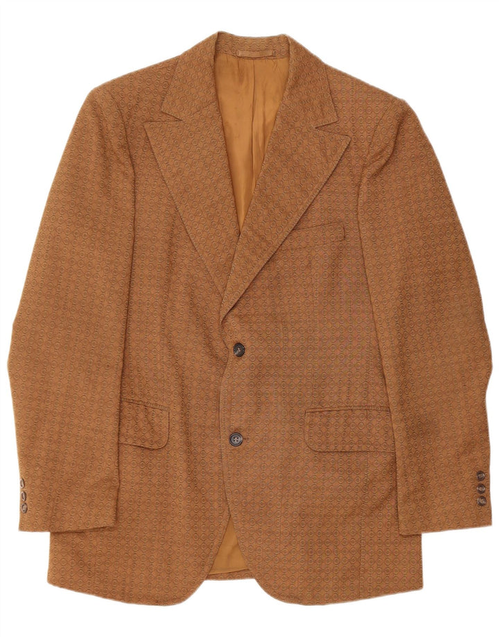 Varteks Herre 2-knaps blazerjakke IT 48 Medium Brun Geometrisk Uld