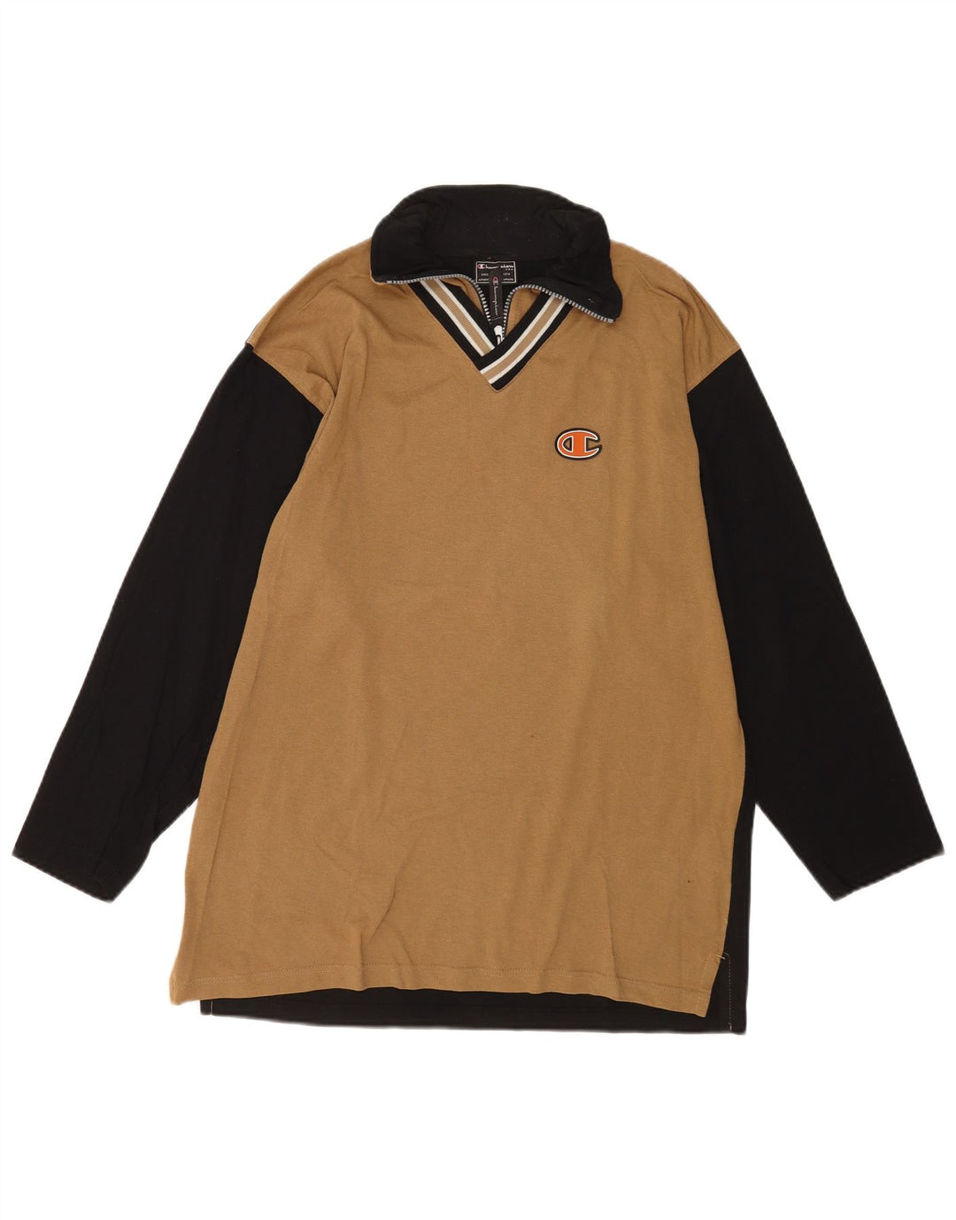 Champion Herre lynlåshals top langærmet lille beige colourblock bomuld