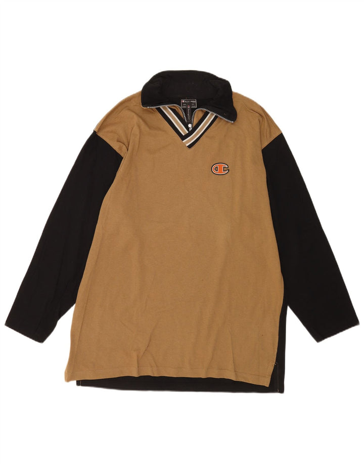 Champion Herre lynlåshals top langærmet lille beige colourblock bomuld