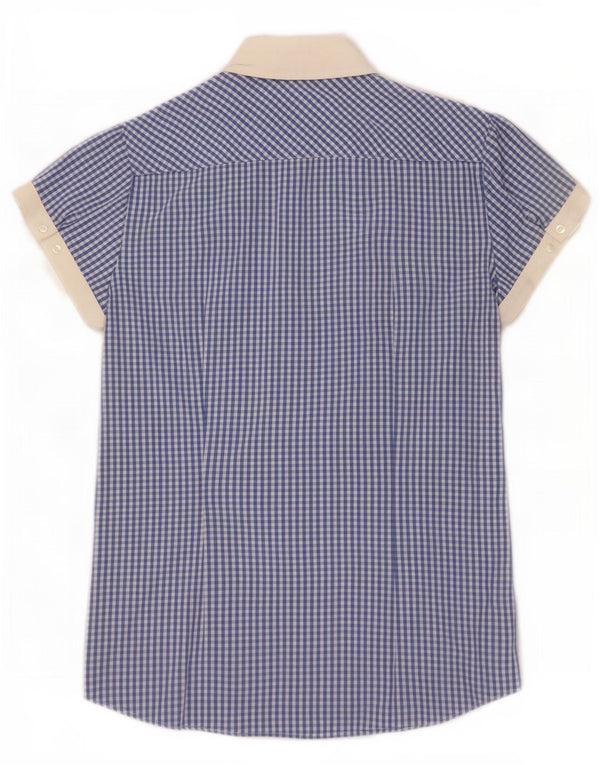 Tommy Hilfiger kortærmet skjorte til kvinder US 10 Large Blue Gingham Cotton