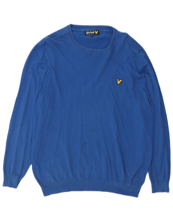 LYLE & SCOTT Herre sweater med rund hals XL blå bomuld