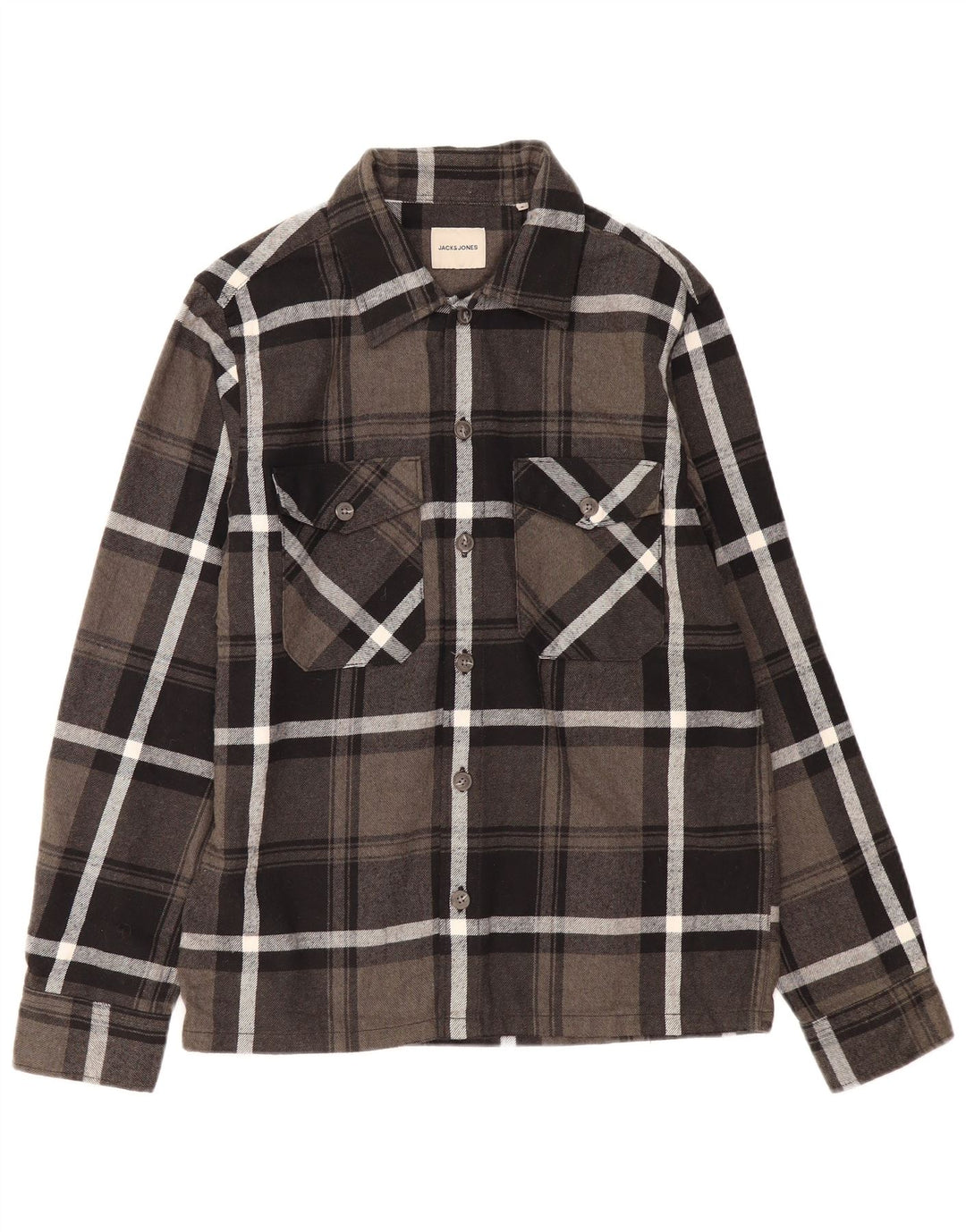 Jack & Jones herre flannelskjorte lille grå ternet bomuld
