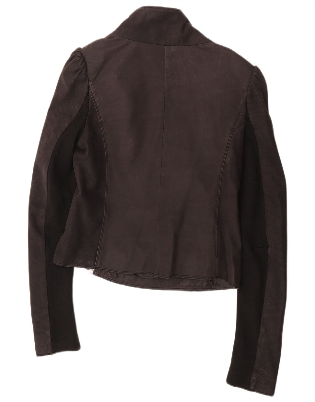 All Saints Dame Læder Racer Jakke UK 12 Medium Sort Læder