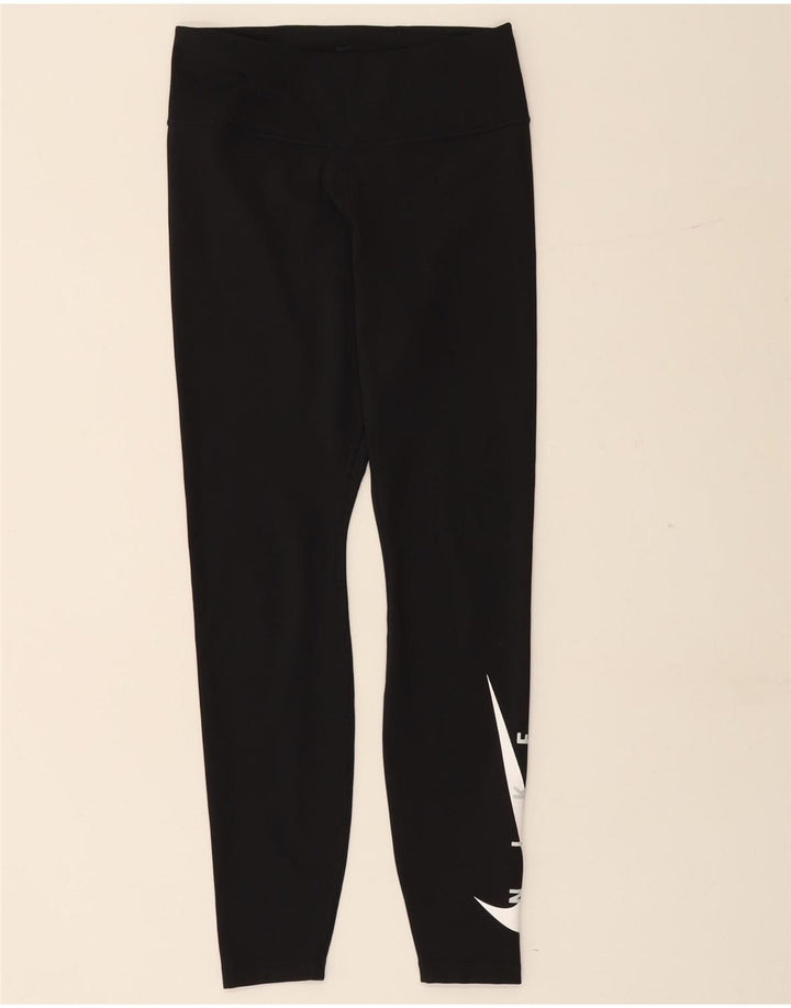 NIKE Dame Dri Fit Grafiske Leggings UK 12 Medium Sort