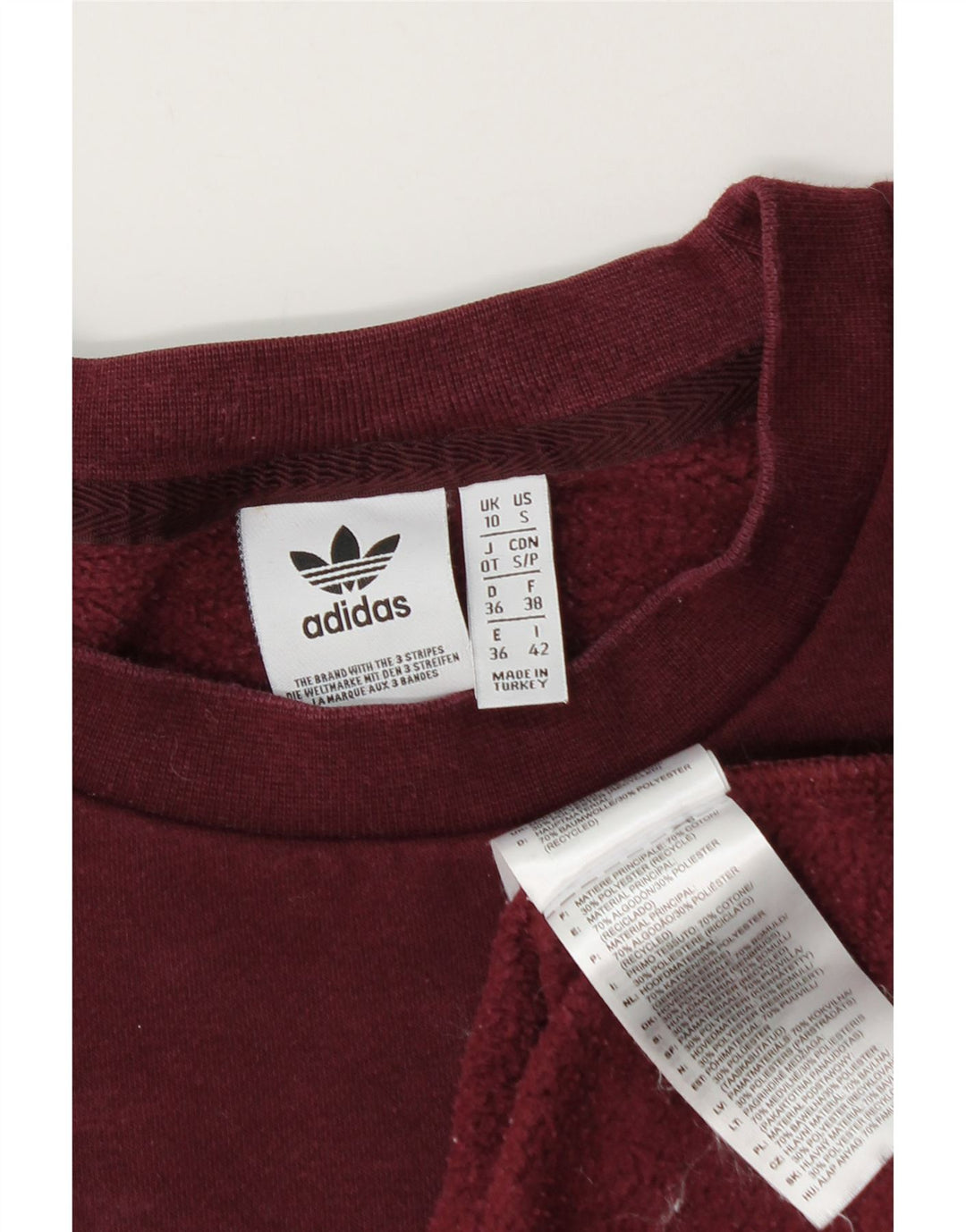 Adidas Dame Oversized Sweatshirt Jumper UK 10 Small Bourgogne Bomuld