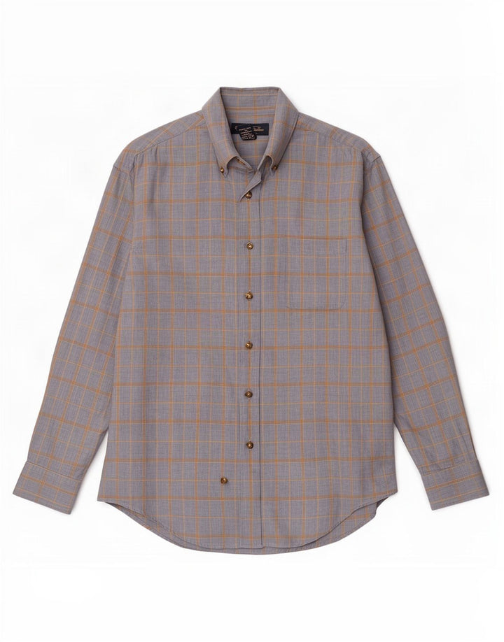 Brooks Brothers Flannelskjorte til mænd Medium Blue Plaid Bomuld