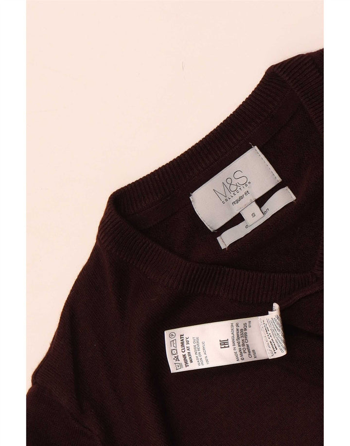 Marks & Spencer Herre Regular Fit V-hals sweater Small Bourgogne
