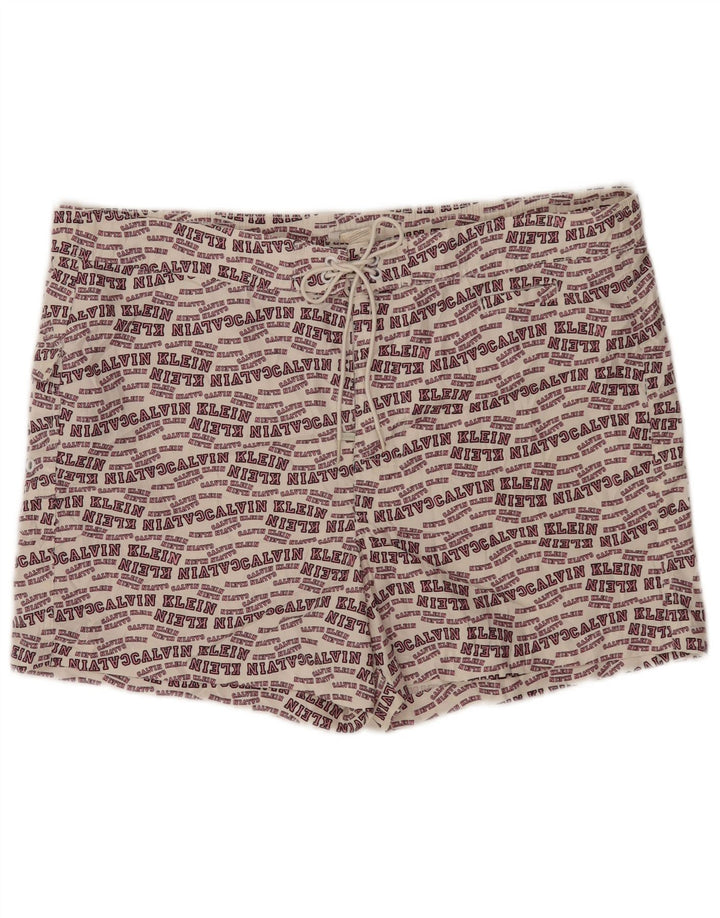 Calvin Klein grafiske badeshorts til mænd, store råhvide polyester
