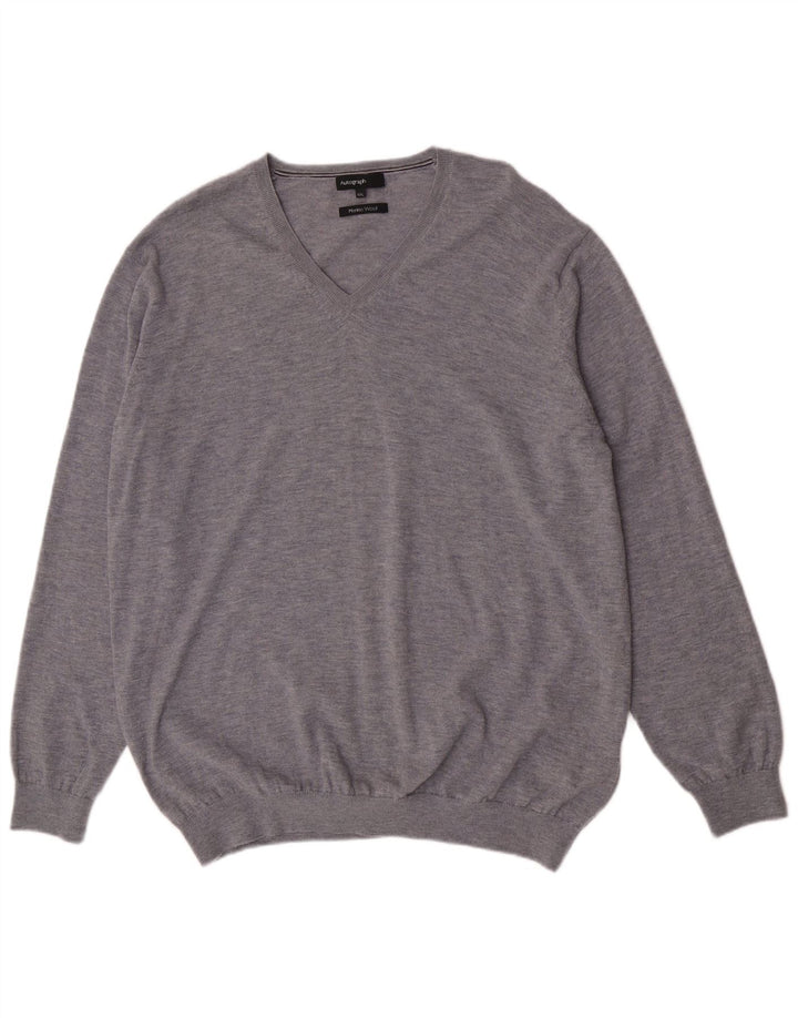 Marks & Spencer Herre Autograph V-hals sweater 2XL Grå Uld