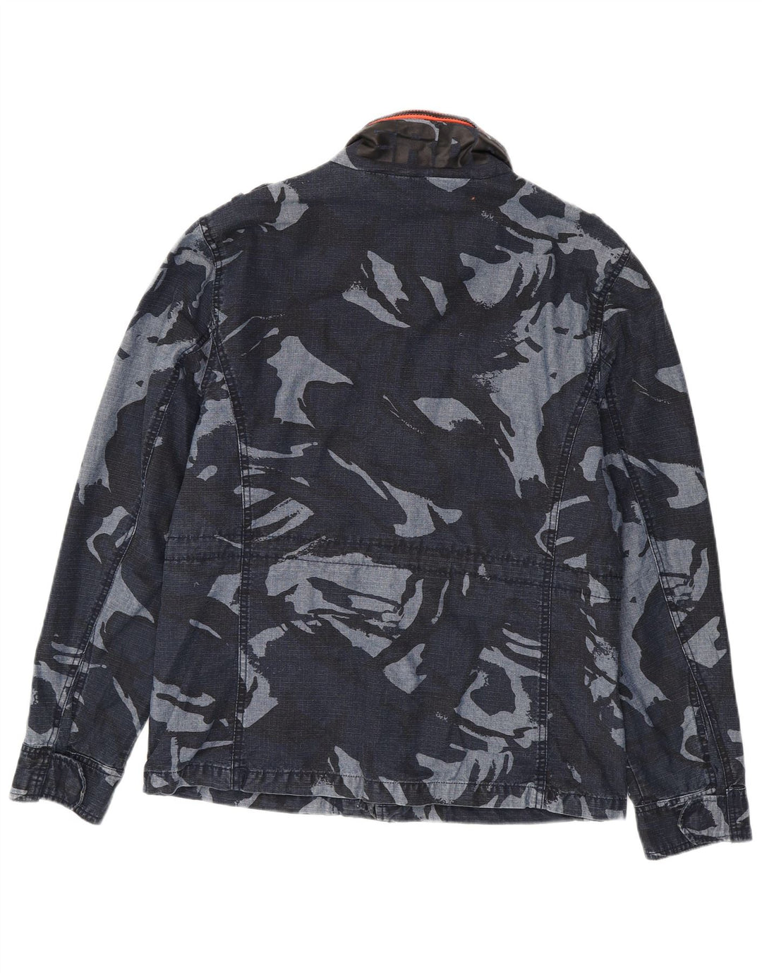 SUPERDRY Military Jacket til mænd UK 40 Large Navy Blue Camouflage Cotton