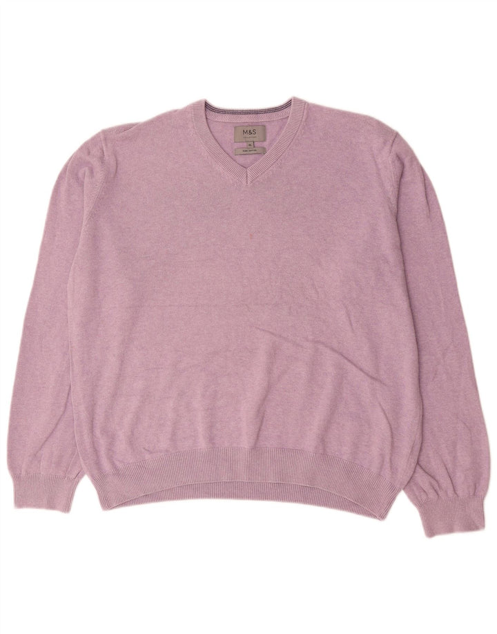 Marks & Spencer Herre V-hals sweater XL Pink Bomuld