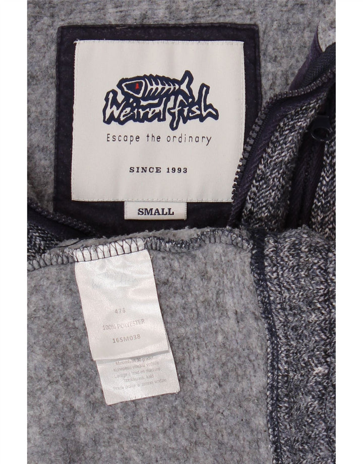 WEIRD FISH Herre Zip Neck Sweatshirt Jumper Small Navy Blue Herringbone