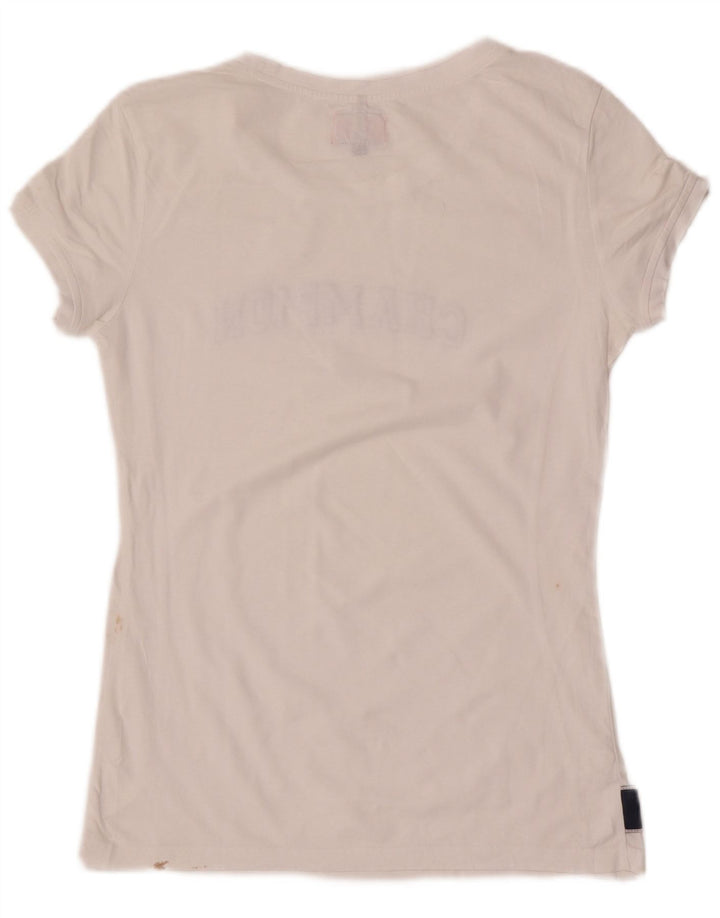 Champion Dame Grafisk T-Shirt Top UK 12 Medium White