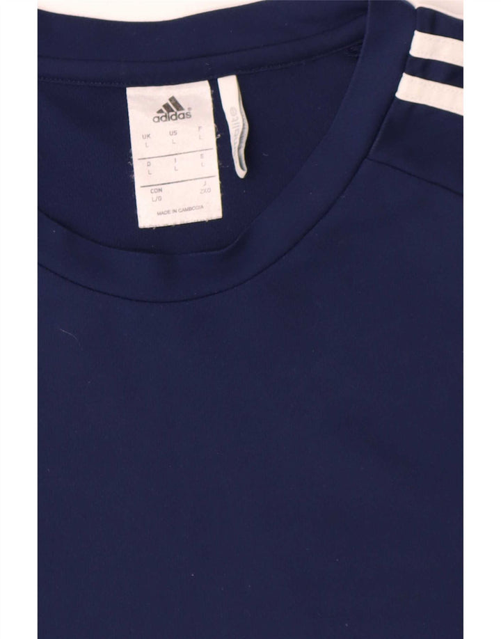 Adidas Herre Climalite T-Shirt Top Stor Marineblå Colourblock Polyester