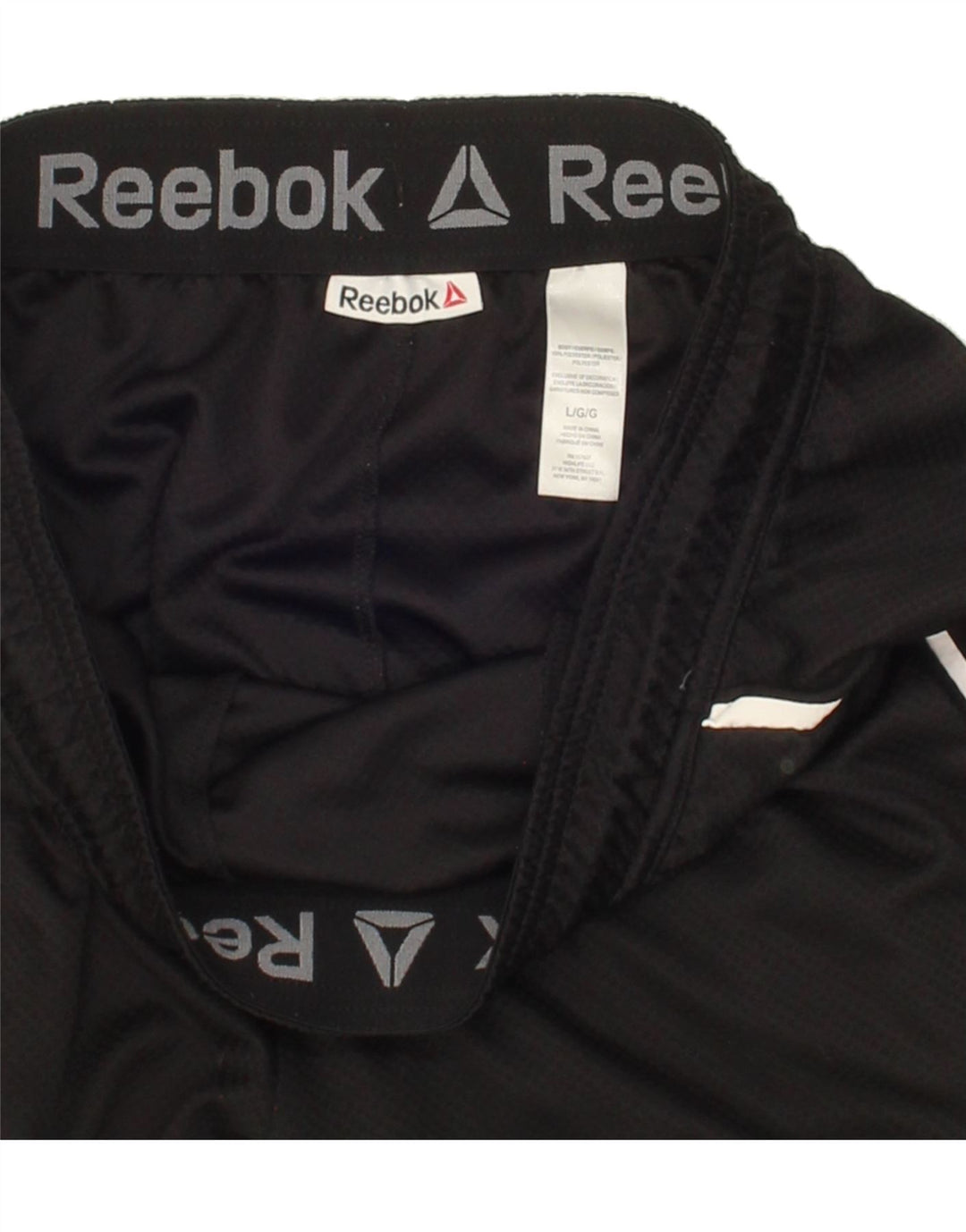 REEBOK Mens Sport Shorts Large  Black Polyester Vintage Reebok and Second-Hand Reebok from Messina Hembry 