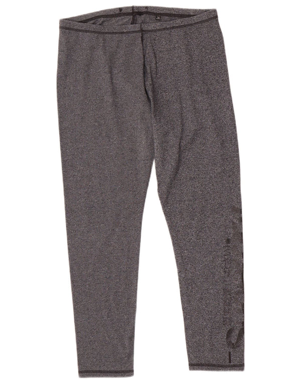 Superdry grafiske leggings til kvinder UK 14 Stor grå flækket bomuld
