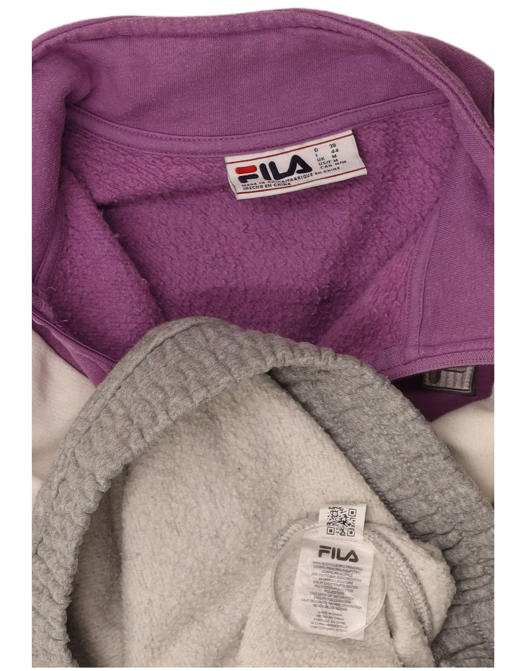 FILA 1/4 lynlås sweatshirt til kvinder UK 14 mellemgrå farveblok bomuld