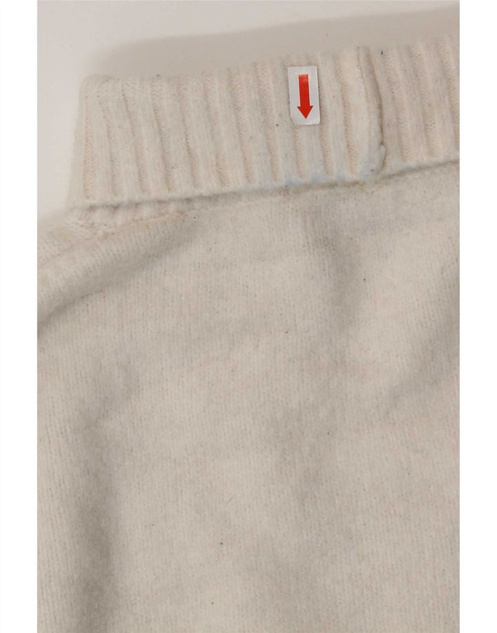 Zara Dame Oversized Roll Neck Jumper Sweater UK 10 Small White Acryl