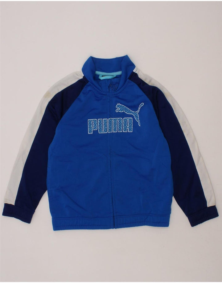 PUMA Boys Graphic Tracksuit Top Jacket 3-4 Years Blue Colourblock Vintage Puma and Second-Hand Puma from Messina Hembry 