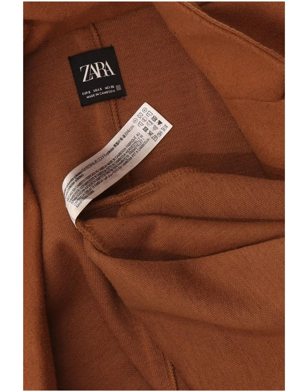 Zara Dame Overfrakke UK 10 Small Beige Polyester