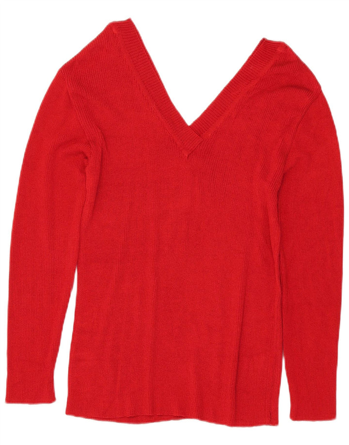 Vogue Dame V-hals sweater UK 14 Stor rød viskose