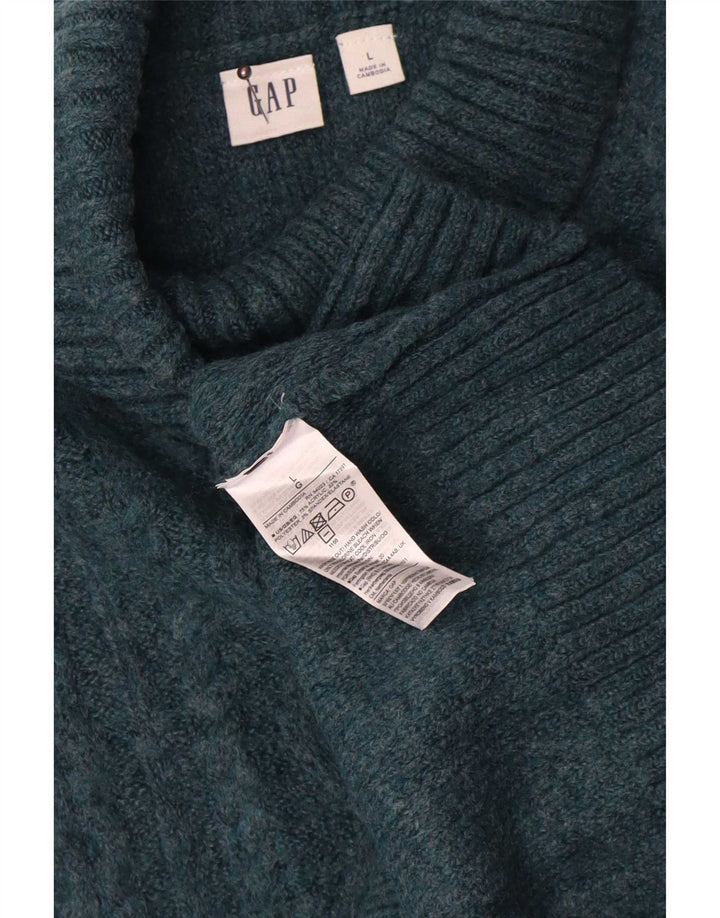 Gap Womens Oversized Roll Neck Jumper Sweater UK 16 Large Green Acryl