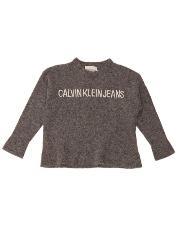 Calvin Klein piger rund hals sweater 9-10 år stor grå polyamid
