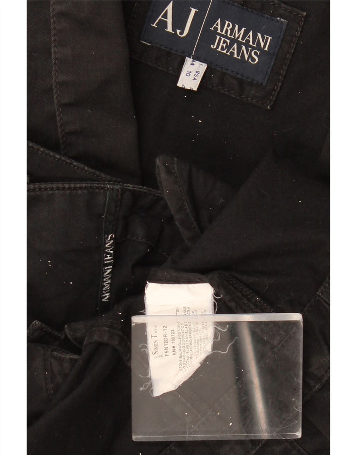 Armani Jeans Dame Crop 3 Button Blazer Jacket IT 44 Medium Sort Bomuld