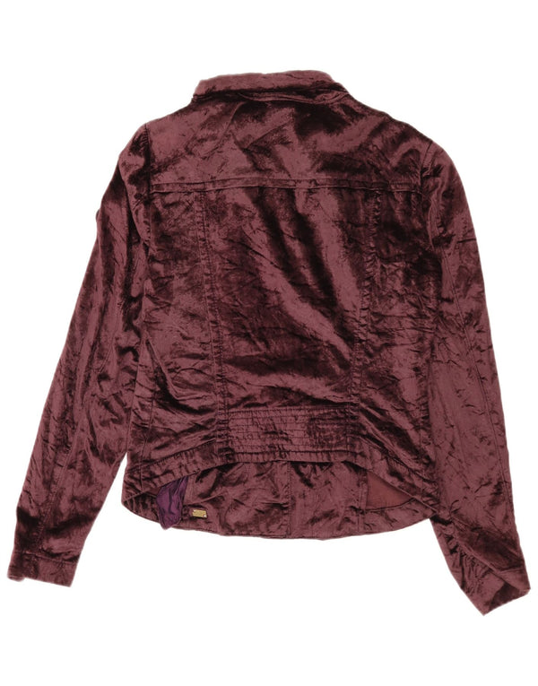 Sixty Womens Crop Velvet Bomber Jacket UK 14 Stor brun bomuld