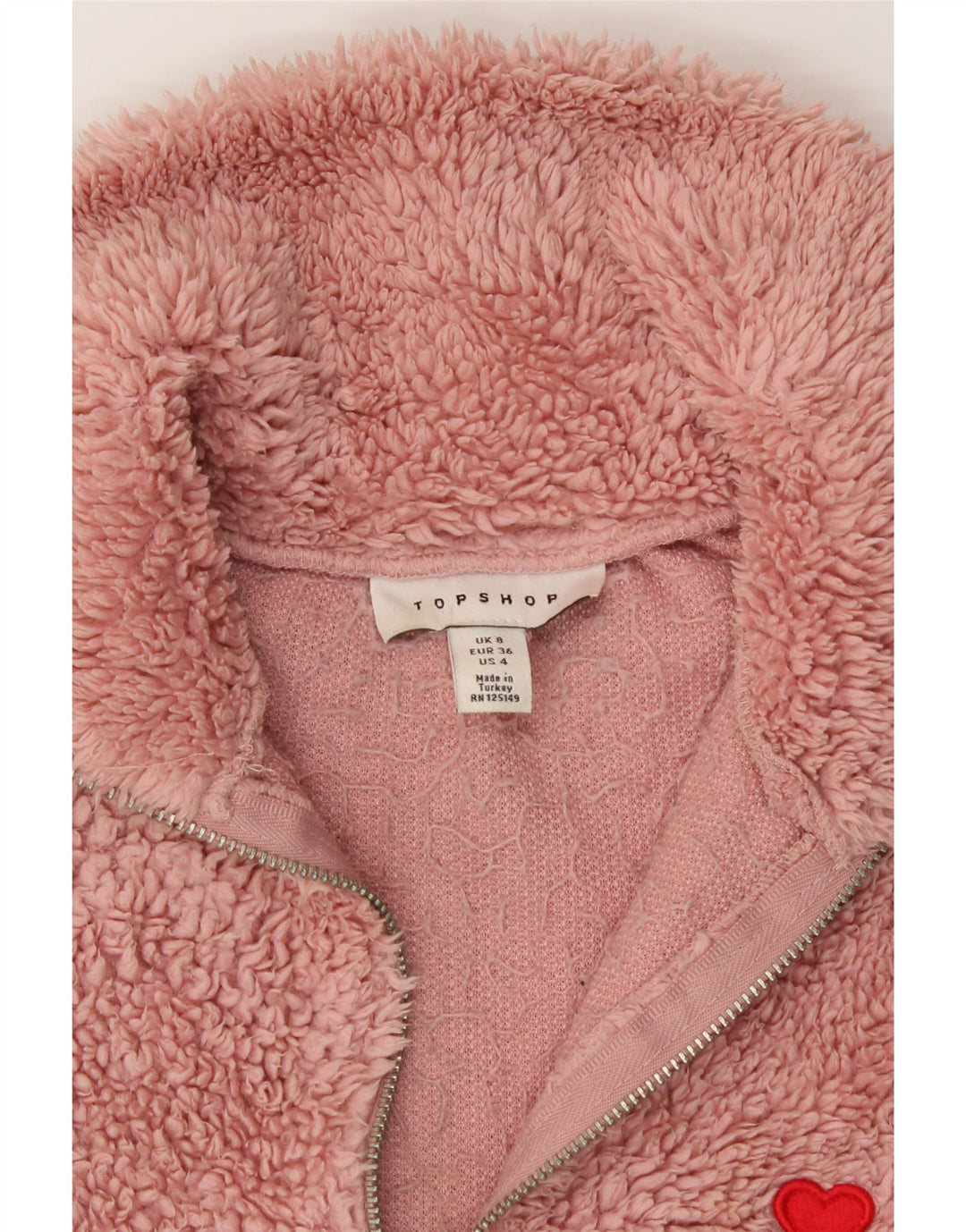 TOPSHOP Womens Oversized Zip Neck Fleece Jumper UK 8 Small Pink Polyester Vintage Topshop and Second-Hand Topshop from Messina Hembry 