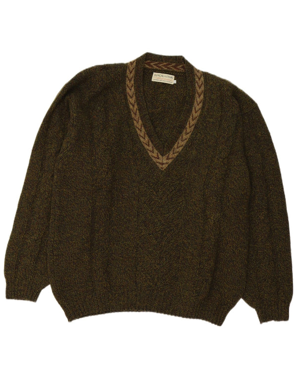 Macalastair Herre V-hals sweater Stor Khaki Geometrisk Uld