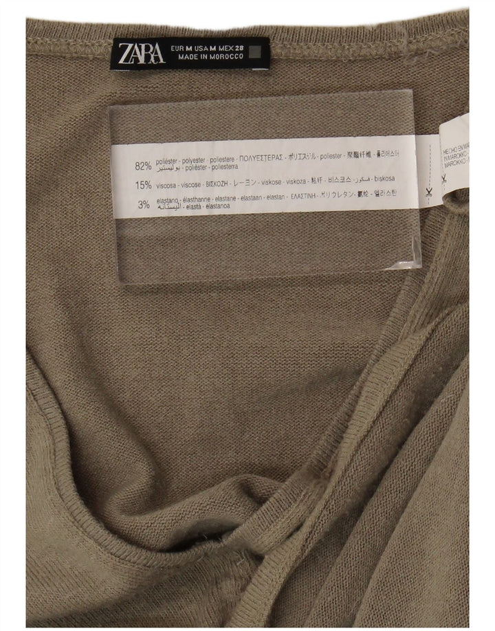 Zara Dame Oversized Top Langærmet UK 12 Medium Beige Polyester