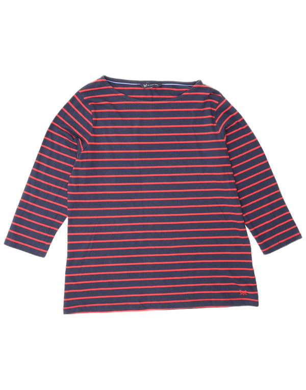 Crew Clothing Dame Top 3/4 ærmer UK 16 Stor rødstribet bomuld