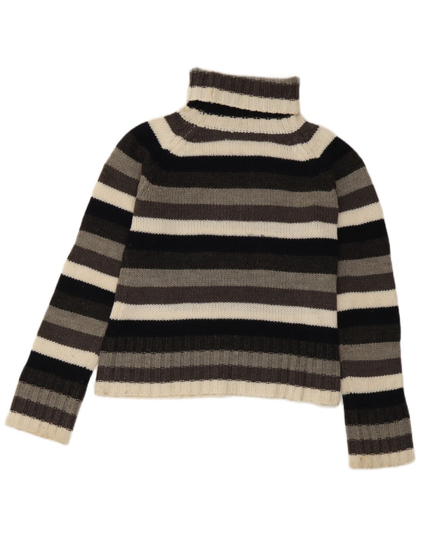 Zara Womens Crop Roll Neck Jumper Sweater UK 14 Large Multicolored Striped