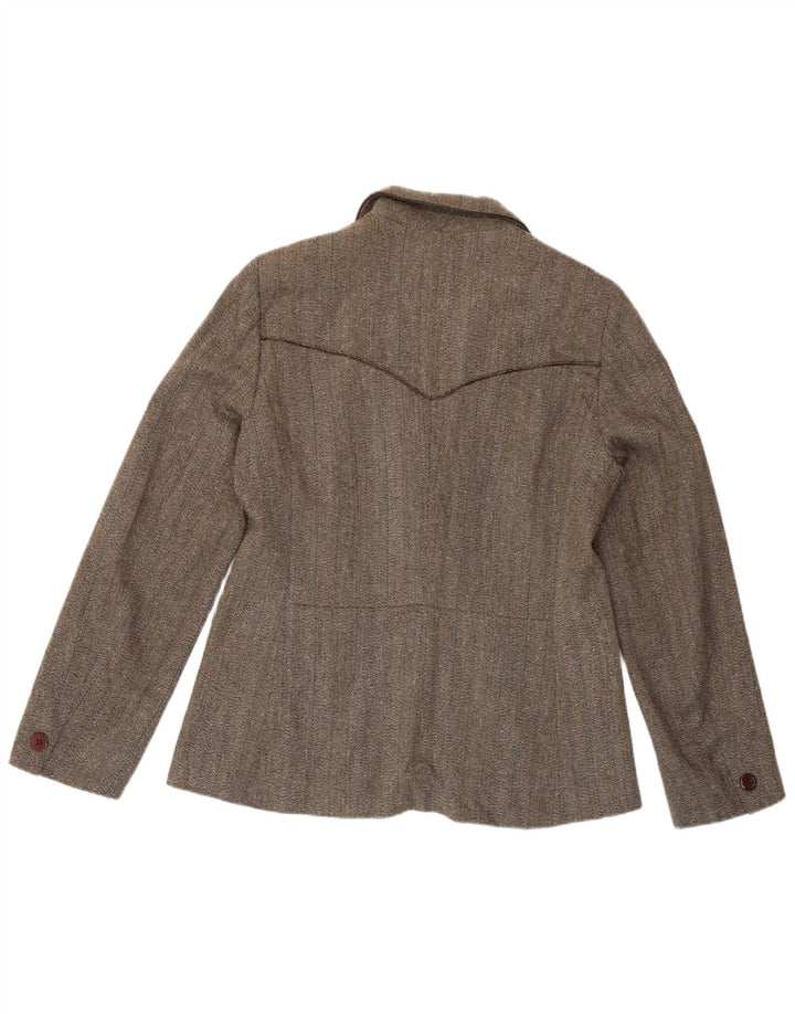 Marella Dame 3 Button Blazer Jacket UK 16 Stor brun sildebensviscose