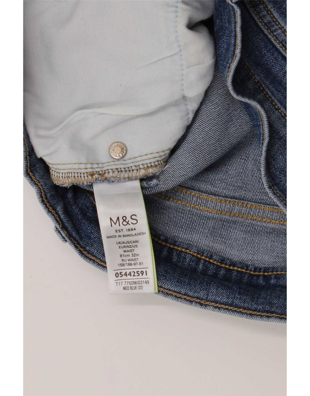 Marks & Spencer Herre Denim Shorts Medium W32 Blå Bomuld